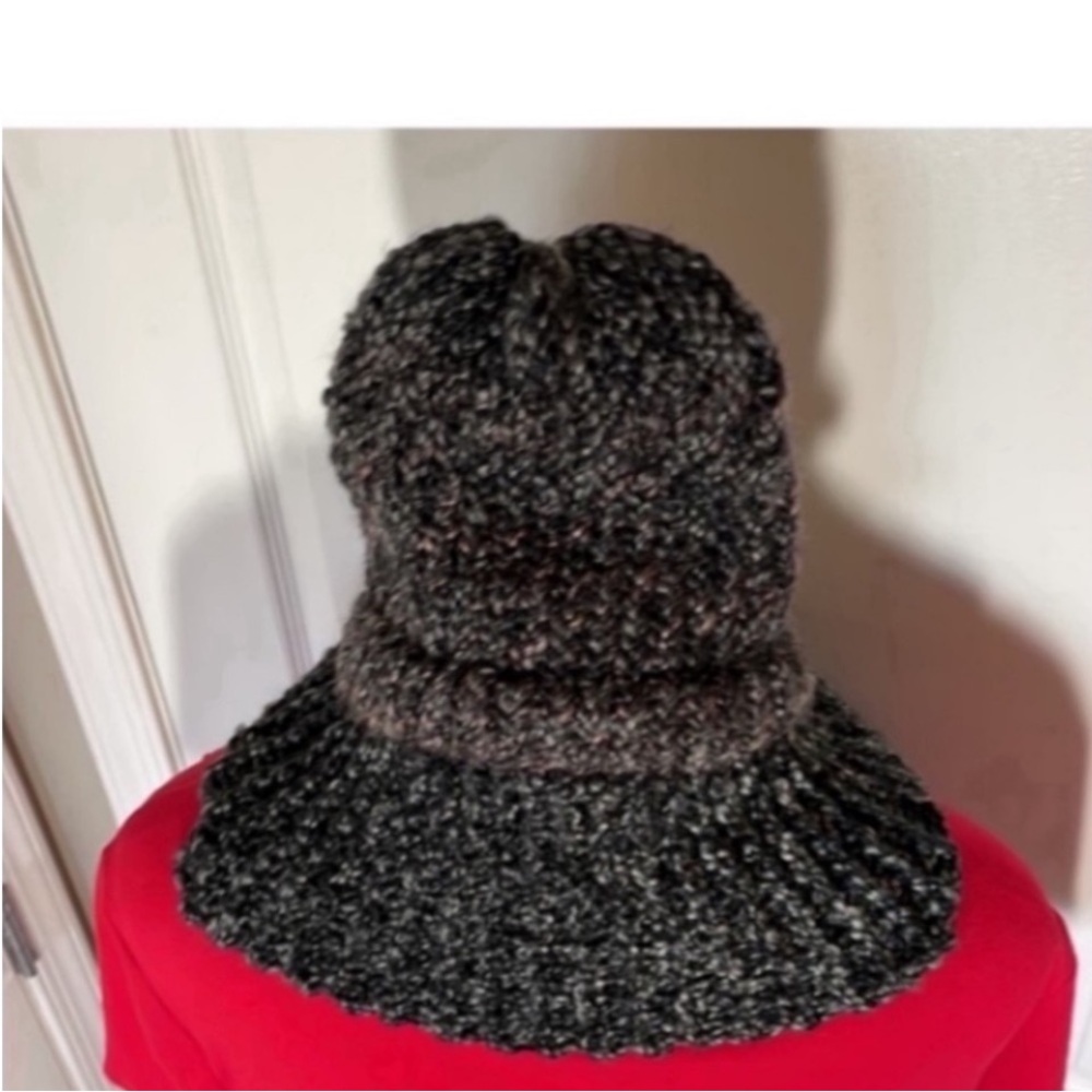 Handmade Knit Beanie Scarf Set Black Gray Teal Mauve Hat Coord Set Winter Gifts - Picture 9 of 16